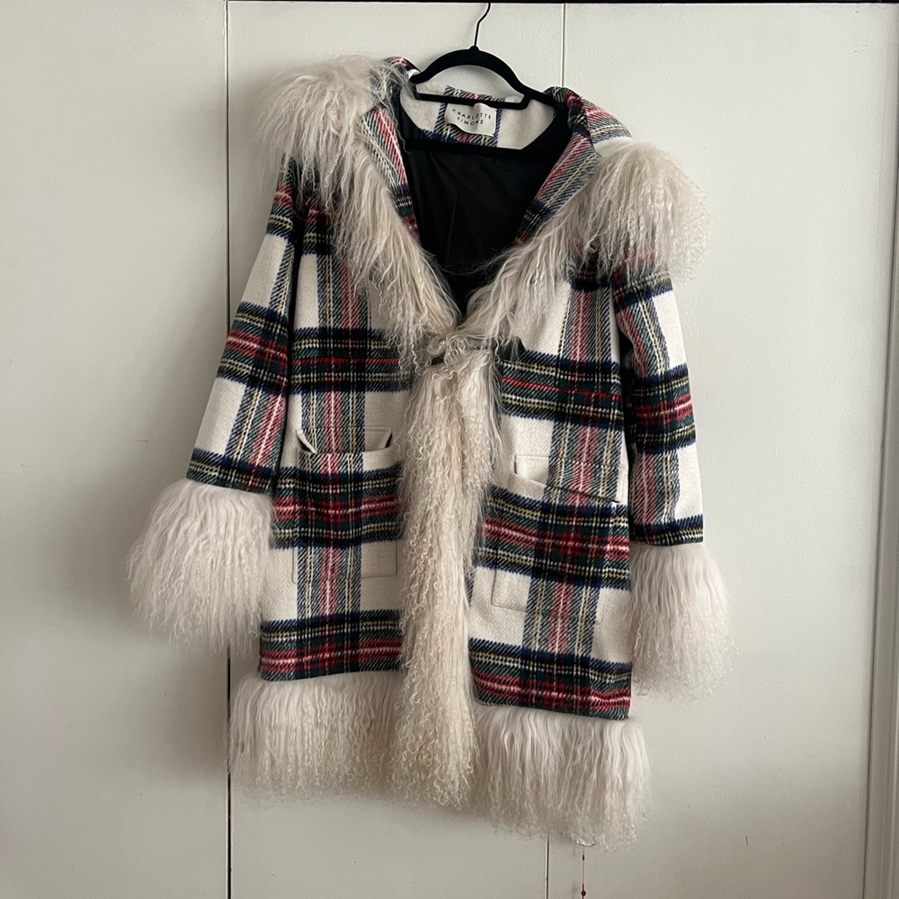 NWT Charlotte Simone Penny Lane Fur Trim Coat Size L